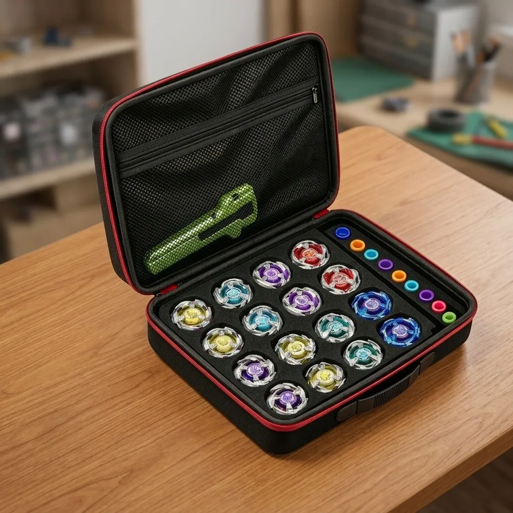 16-Slot Battling For Top Storage Case For Beyblade X Gyro Portable EVA Hard Shell Gyroscope Protective Carrying Case
