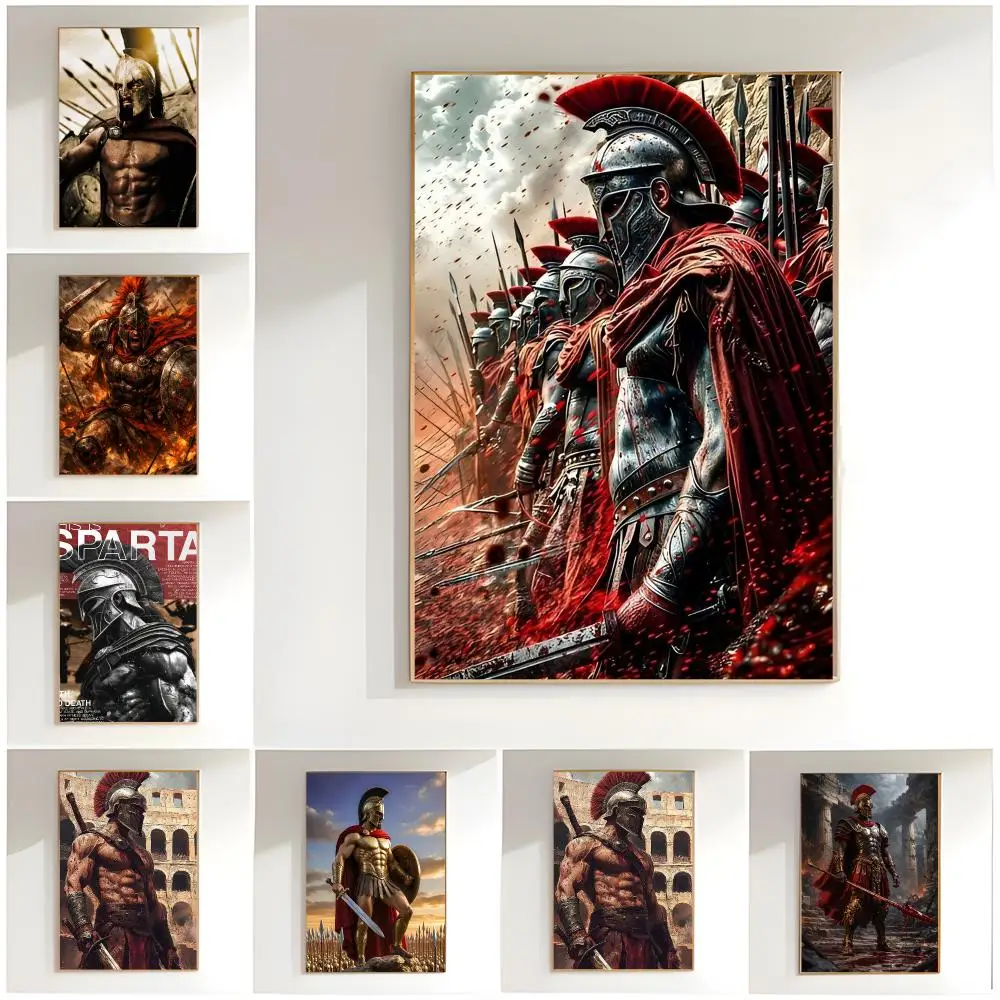 epic illustration s-spartan warrior Poster Classic Wall Art  Home Decor  Peel and Stick Unframed