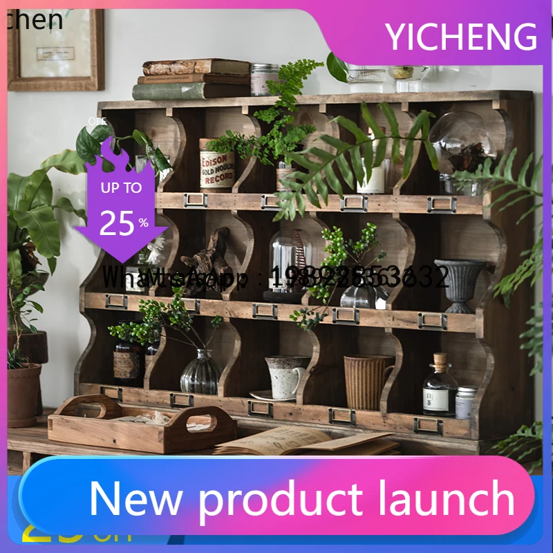 x1Home Solid Wood Desktop Shelf Cup Holder Duoboge Storage Rack Display Lattice Cabinet home decoration accessories