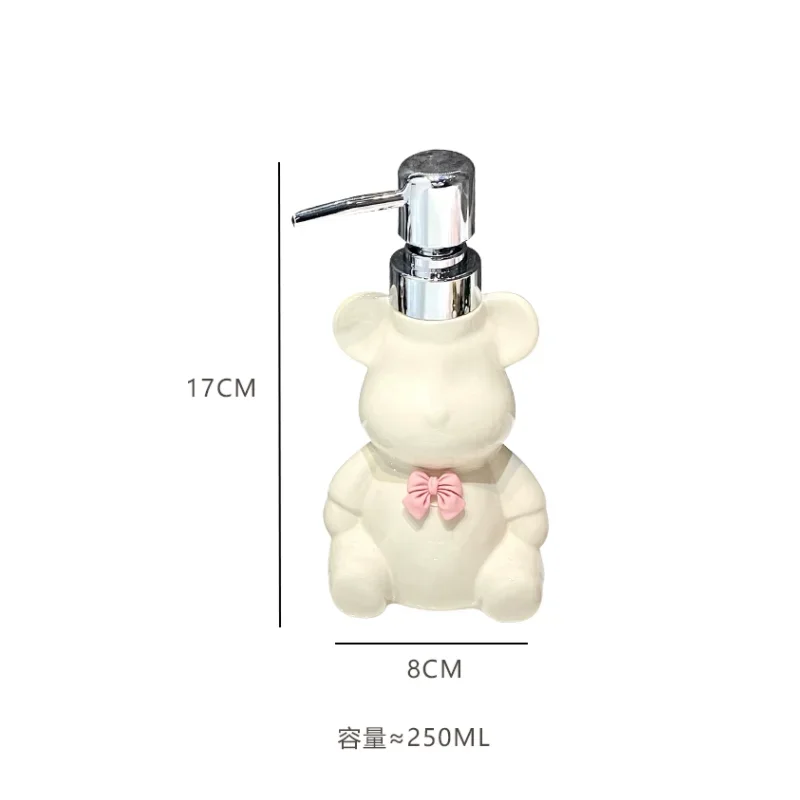 Creative Cute Bear Shampoo Dispenser, Bowknot Ceramic Lotion Bottle, Home Kitchen, Bathroom Accessories, Separate Bottles