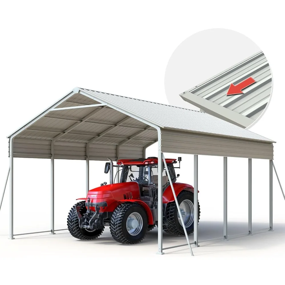 

Heavy Duty 12x21 FT Vertical Roof Metal Carport, Pre-Drilled All Weather Car Shelter for Boat, Vehicles & Farm Equipmen