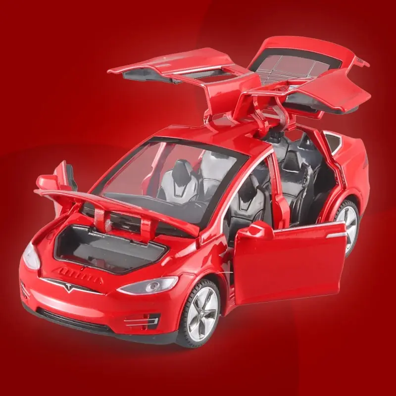 Model X Toy Car, 1:32 giocattoli per auto pressofusi in lega di zinco per bambini, tirare indietro il modello di auto in scala di apertura della