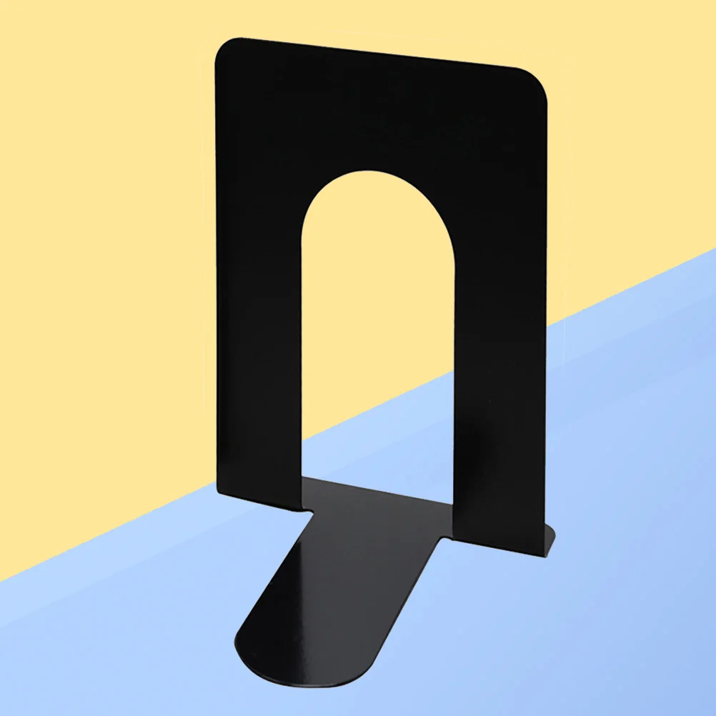 

2 Pairs Bookends Book St Shelves Stoppers Supports Black Modern Metal Nonskid Feet Desk Office Home Library ganizer