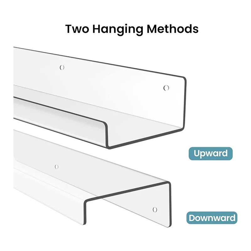 ABWR-2Pack étagères en acrylique pour rangement mural, étagères flottantes de 15 pouces pour enfants, organisateur d'étagère d'affichage pour salle de bain, chambre à coucher