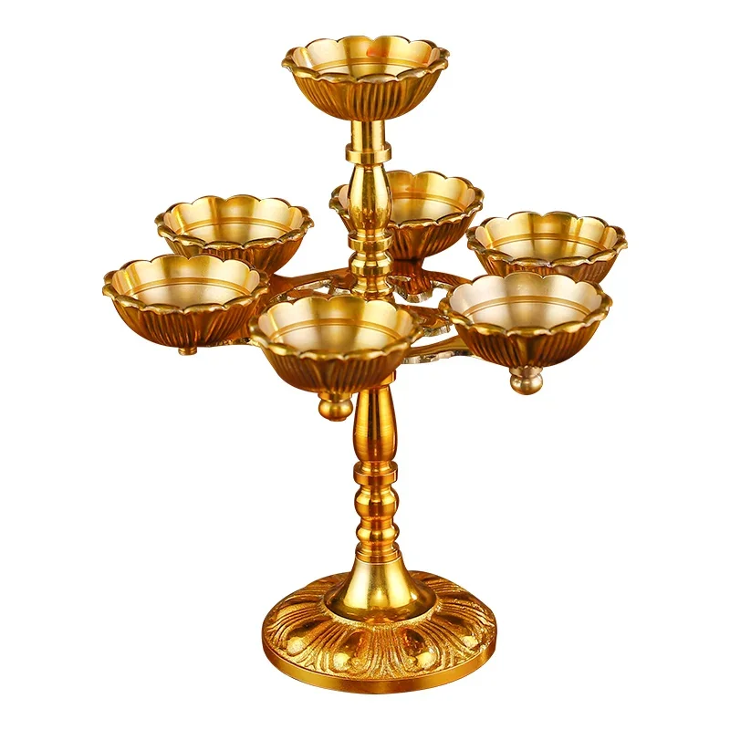 

Copper lamp holder seven stars lotus butterstand single/double household Buddha front offering ever-bright lamp