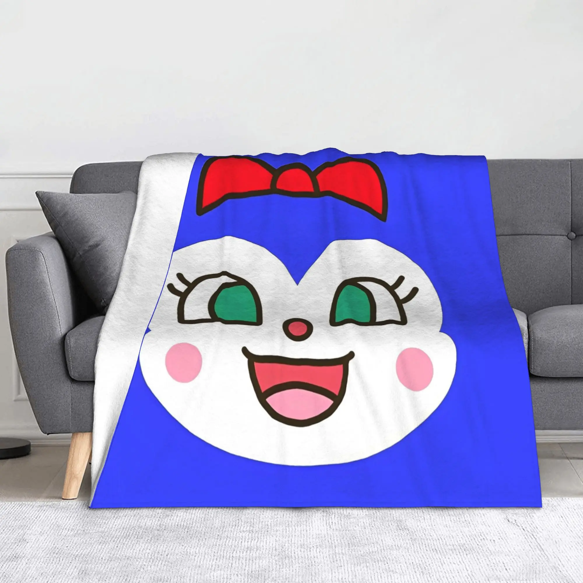 Manta de franela de dibujos animados de Anime A-Anpan-Mans, mantas personalizadas para chica melón para cama, sofá, colcha fina de felpa de 125x100cm