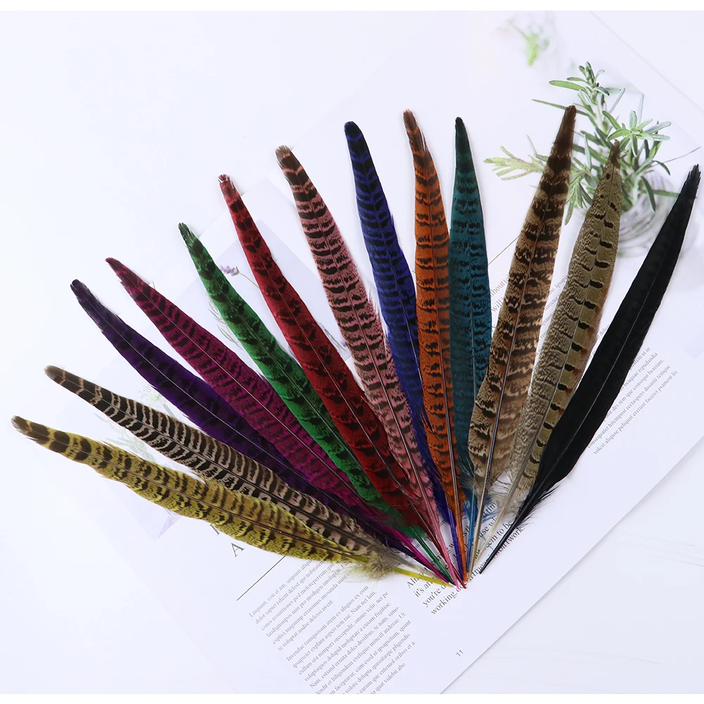 10 Stück natürliche Fasanenschwanzfedern, lang, 25–30 cm, für DIY-Bastelzubehör, Hochzeitstischdekoration