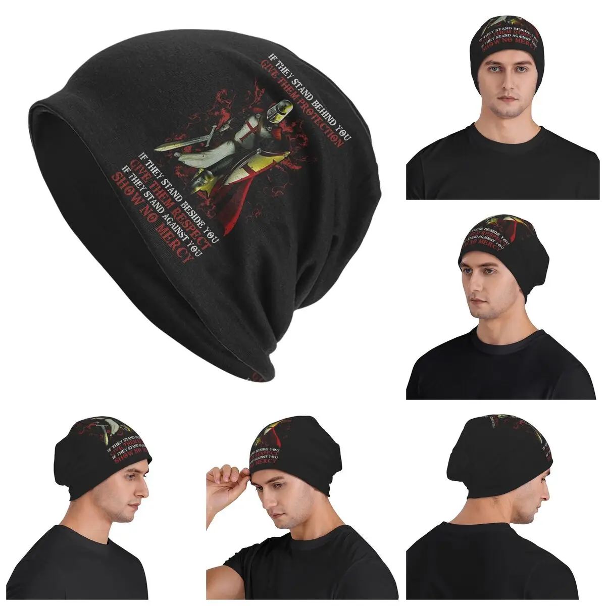 Knight Templar Sword Crusader Men Women Adult Beanies Caps Knitted Bonnet Hat Warm Fashion Autumn Winter Outdoor Skullies Hats
