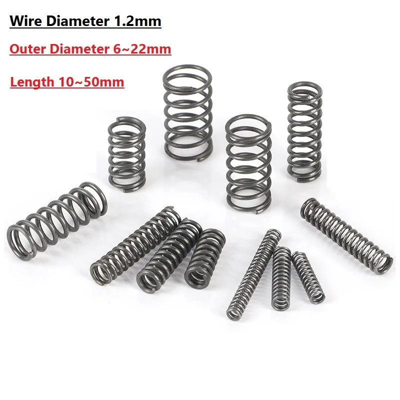Spring Steel Wire Diameter 1.2mm Outer Diameter 6~22mm Spiral Return Small Compression Spring L=10~50mm Hardware Accessories