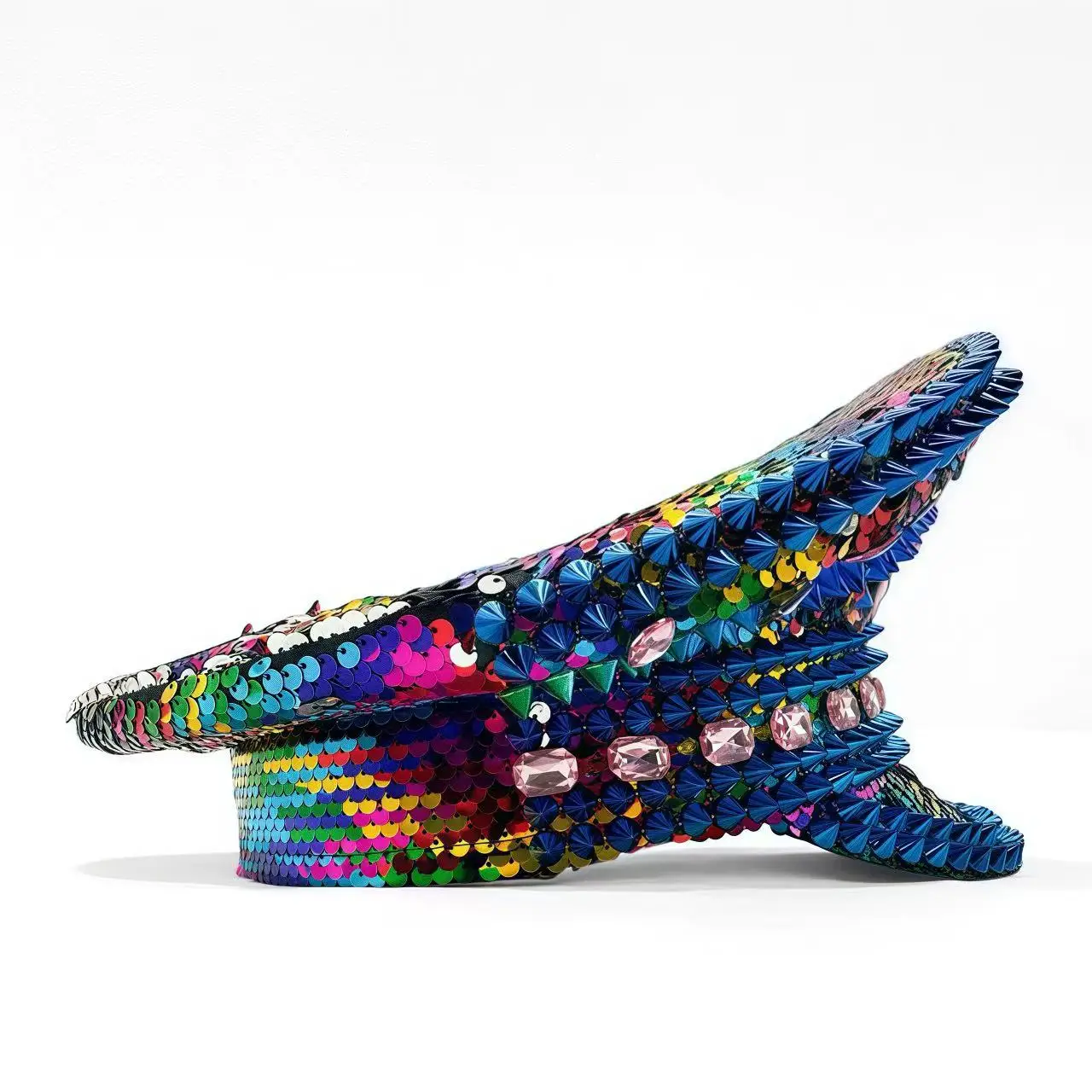 หมวกแฟนซีงานเทศกาลดนตรีหงหลวน หมวกกัปตันประดับเพชรสำหรับงานคาร์นิวัล ผู้หญิง คอสเพลย์ เครื่องประดับสำหรับผู้หญิง