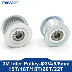 POWGE 15 16 18 20 22T HTD 3M 아이들러 타이밍 풀리 보어 3/4/5/6mm (HTD3M 벨트 폭 6/10/15/20mm, 15T 16T 18T 20T 22T)
