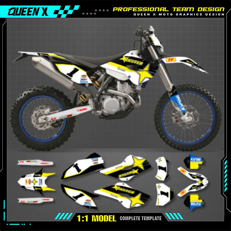 

Queen X MOTOR Custom Team Motorcycle Graphics Decals Stickers Kits For HUSABARG TE 125 250 300 FE 250 350 450 501 2013 2014