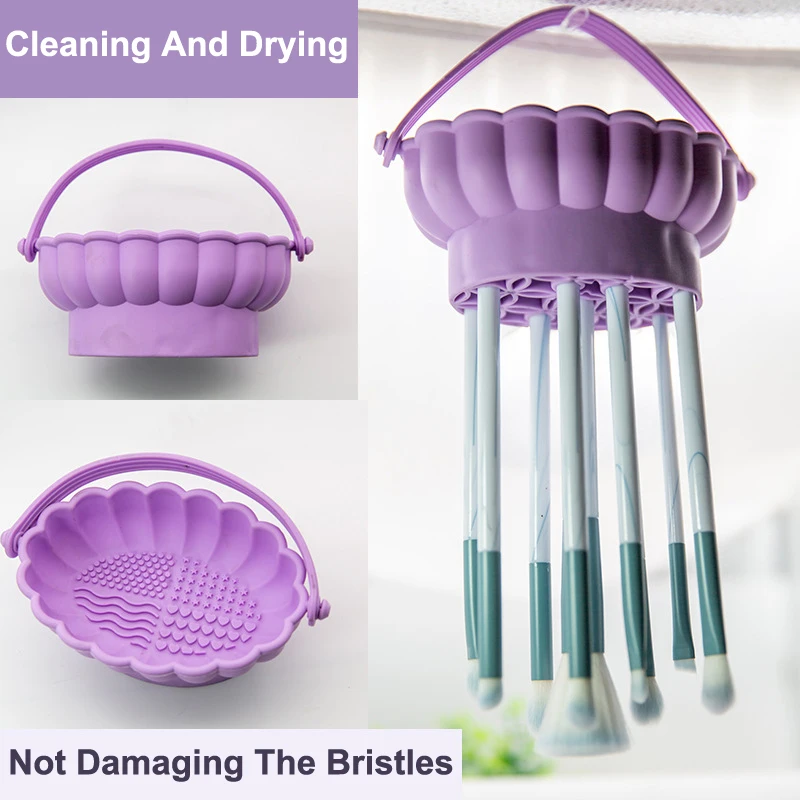 Silicone Makeup Brush Cleaning Box Washing Bowl Make-up Egg Drying Shelf Tool Powder Puff Washer Sponge Storage Brushes Scrubber