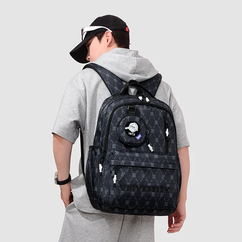 15 inches Versatile Backpack High Quality Black Grey Washable Travel Bag Oxford Cloth Computer Bag Unisex