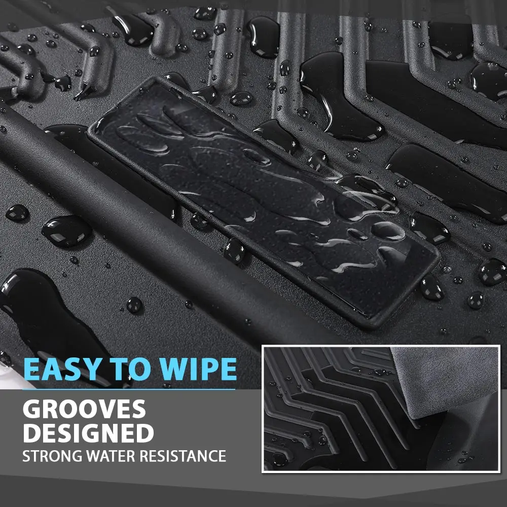 سجادات أرضية مناسبة لكرايسلر باسيفيكا 2017-2025 (بدون نماذج هجينة)، تناسب 7 و8 بطانات أرضية TPE موديل الركاب باللون الأسود