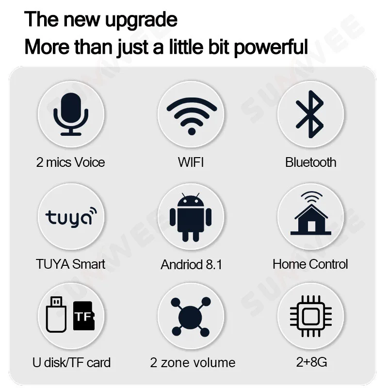 7 Polegada tela de toque casa buletooth áudio na parede amplificador android tuya inteligente alexa centro voz 2zone controle volume painel música