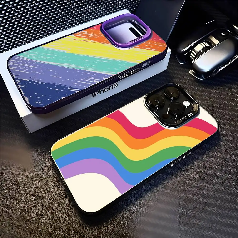 

Rainbow stripes Phone Case For iPhone17,16,15,14,13,12,11 Plus,Pro Max Purple Matte Shockproof Cover