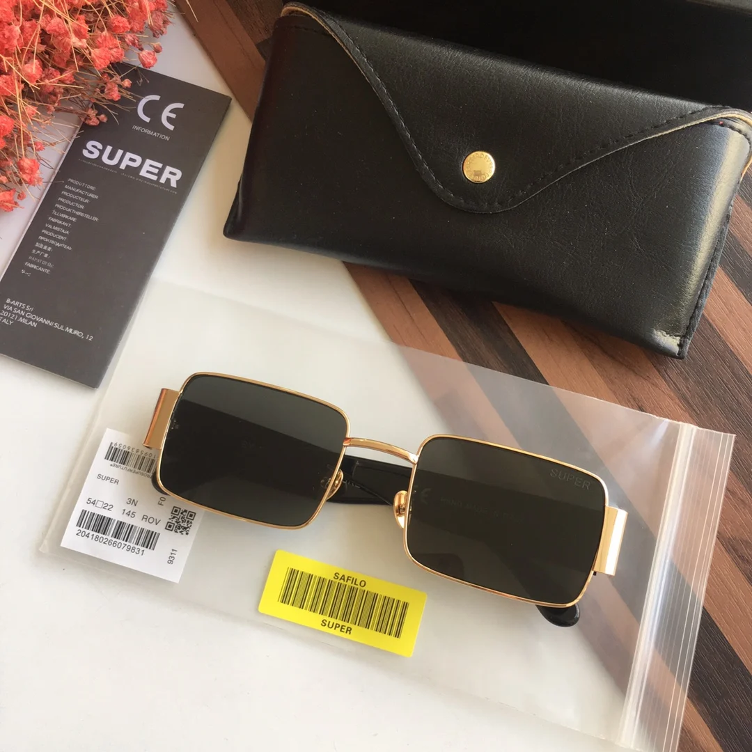 Authentic SUPER Casual Top Quality Classic Vintage UV400 Men Women Sun Glasses Fashion Rectangle Alloy Frame Male Couple Eyewear