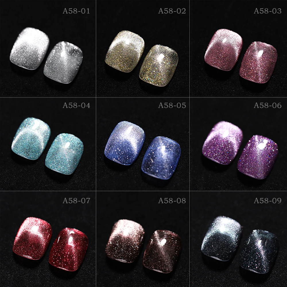 Vendeeni 9 Colors/Set Glitter Broken Diamond Cat Eye Gel Nail Polish Laser Magnetic UV LED Soak Off Gel Varnish With Display