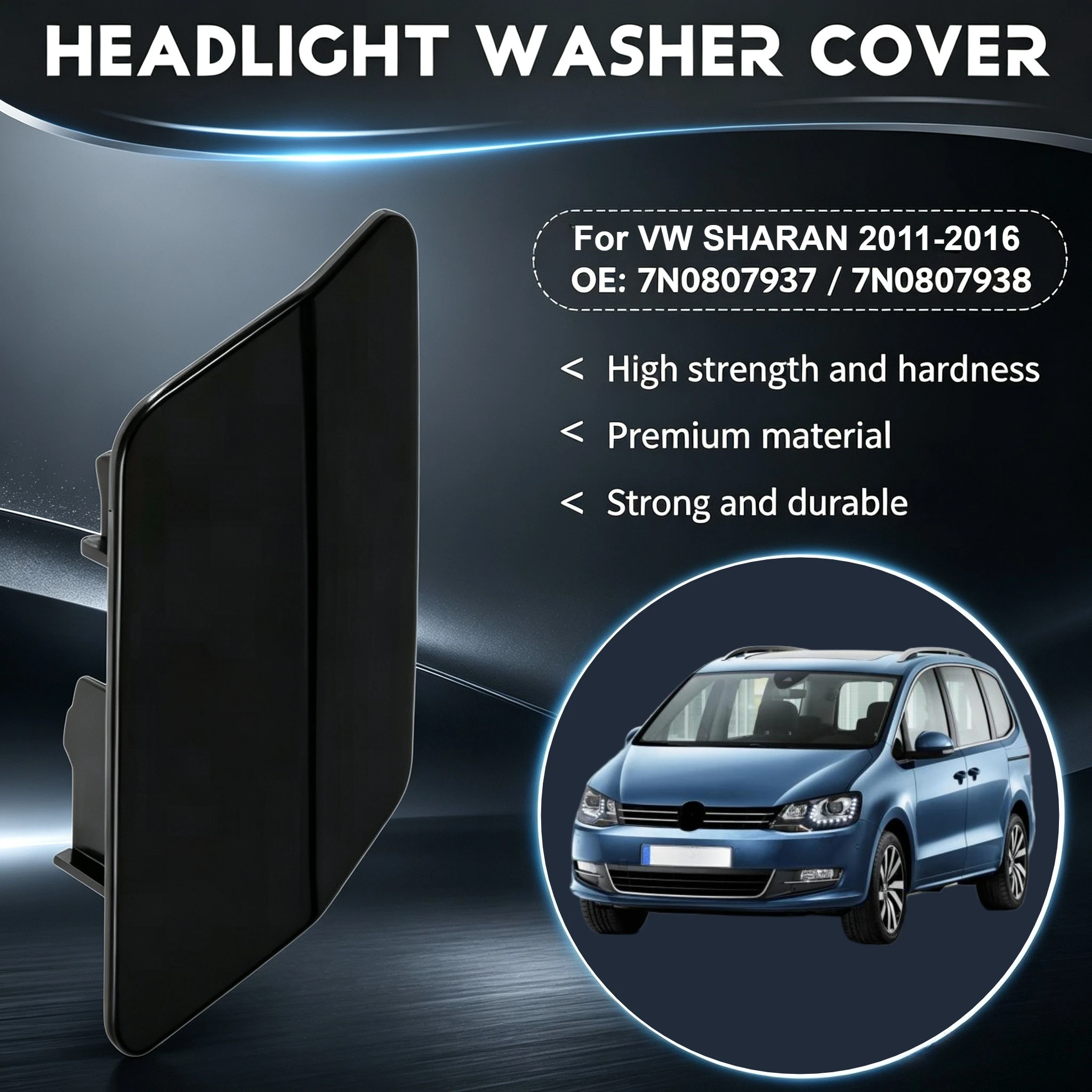 Front Bumper Headlight Washer Spray Cover Primer Left Right for VW Sharan 2011-2016 7N0807938A 7N0807937A