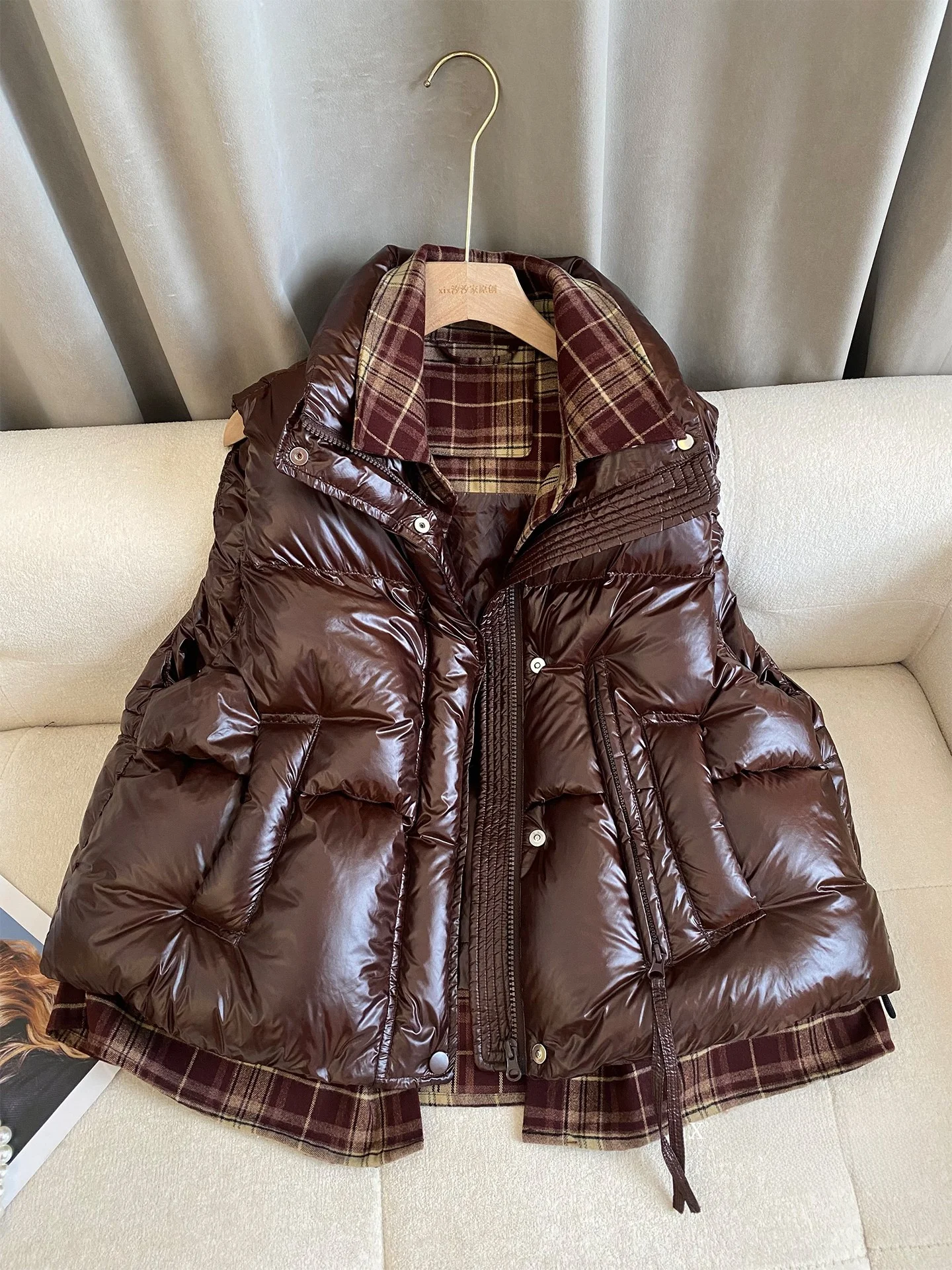 

Faionable Warm down Vest Women's Outerwear Layering oulder Pad High Collar Thiened Winter Coat for Commuting And Busin