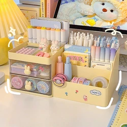 Multifunctional Kawaii Pen Holder Organizer Desktop Stationery Pencil Storage Box Drawer Desk Cute Ins Multi-layer Storage Box