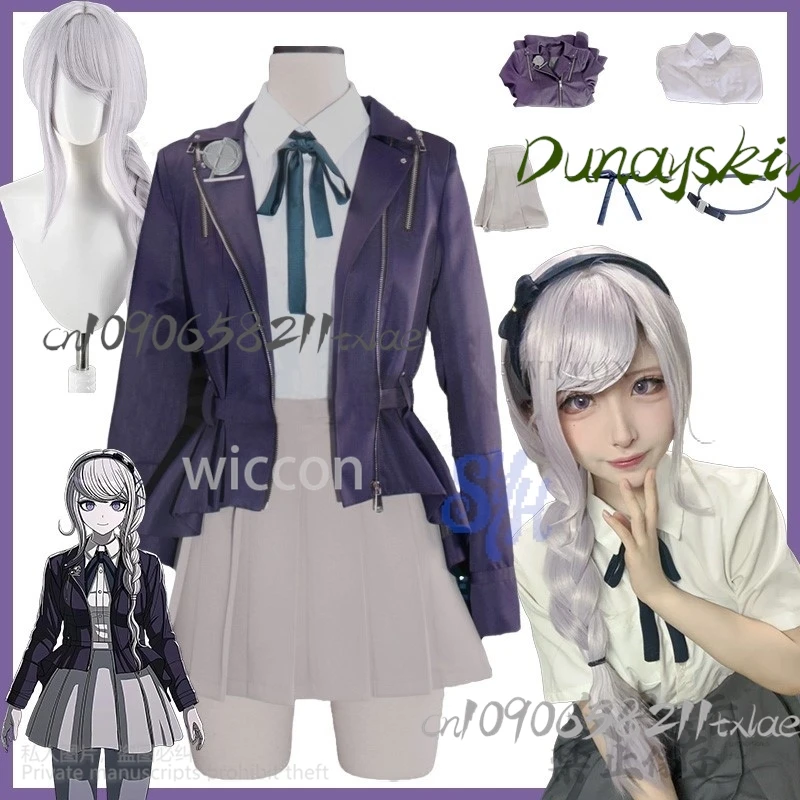 

Anime Game The Hundred Cosplay Kirifuji Nozomi Costume Purple Pu Punk Coat Jk Kawaii Uniform Dress Lovely Japanese Girls Lolita