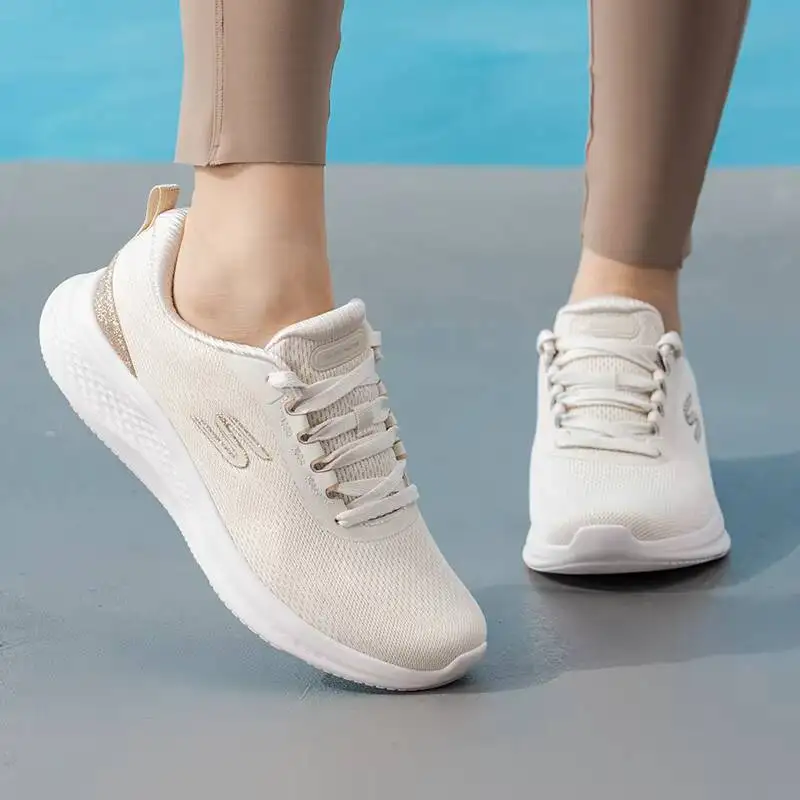 Skechers 150629-NTGD Women Natural Gold Breath Mesh Max Cushion Anti Slip All Day Walking Casual Sneakers