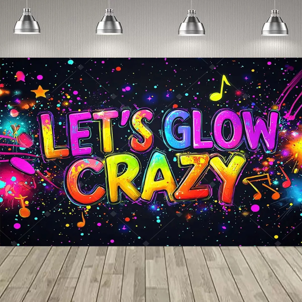 UV-Schwarzlicht Let's Glow Crazy Theme Party Dekorationen Hintergrund Neon Fluoreszierender Effekt Geburtstag Party Supplies Dekor Banner – Detail 8