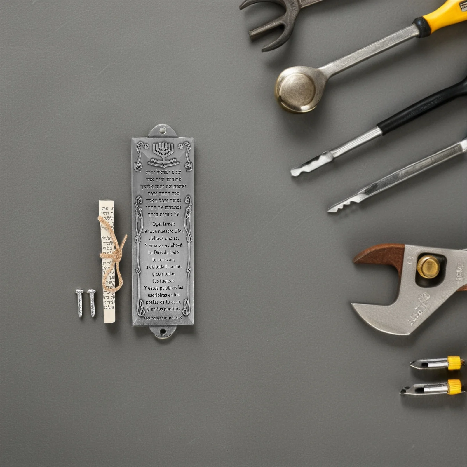 

2pcs Mezuzah Door Mount Retro Metal Bless This Home Plaque For Front Door Jewish Symbols House Warming Decoration Cultural