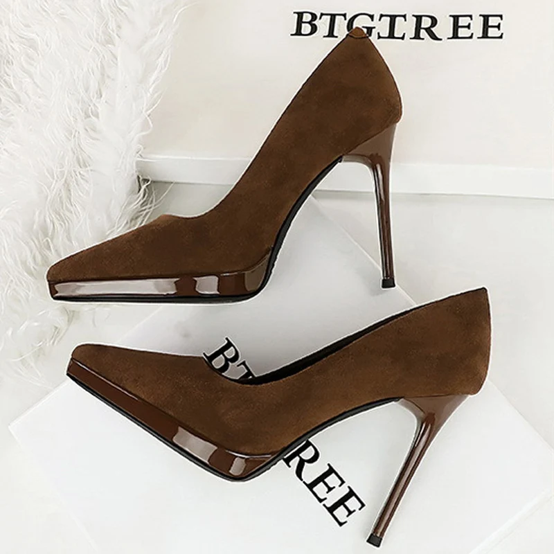 BIGTREE Extreme Spring Pointed Toe Platform Pumps Woman Fashion Thin Heels Elegant Wedding Ladies Shoes Zapatillas De Mujer