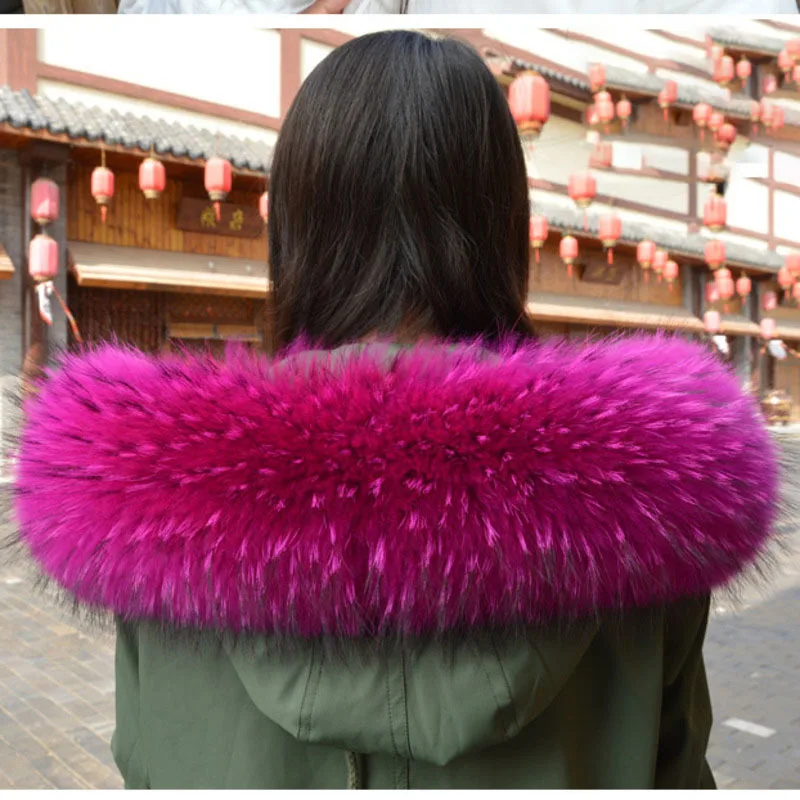 Raccoon Fur Collar Lady Real Fur Collar Women Scarves Winter Coat Shawl Natural Raccoon Fur Trim Straight Collar Scarves Shawl