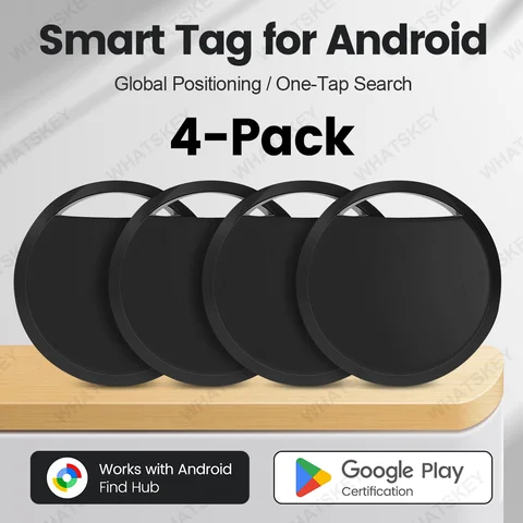 4-Pack Bluetooth Android GPS Tracker for Tag Work With Google Find My App Key Bike Pets Smart Tag for Xiaomi Samsung OnePlus