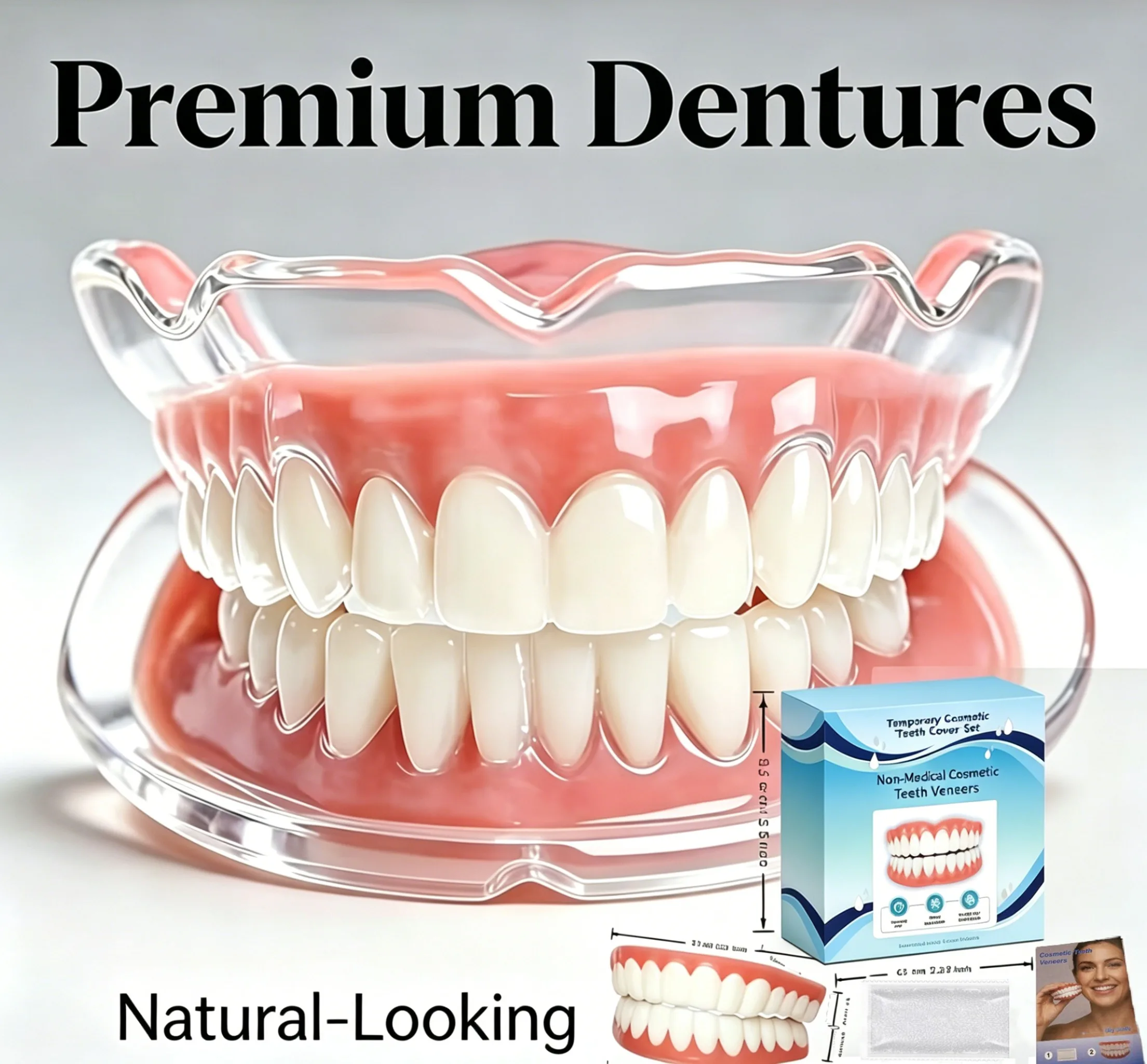 2026 Adjustable Silicone Denture Kit - Soft Liners Temporary Teeth Set for Men & Women, Natural & Safe