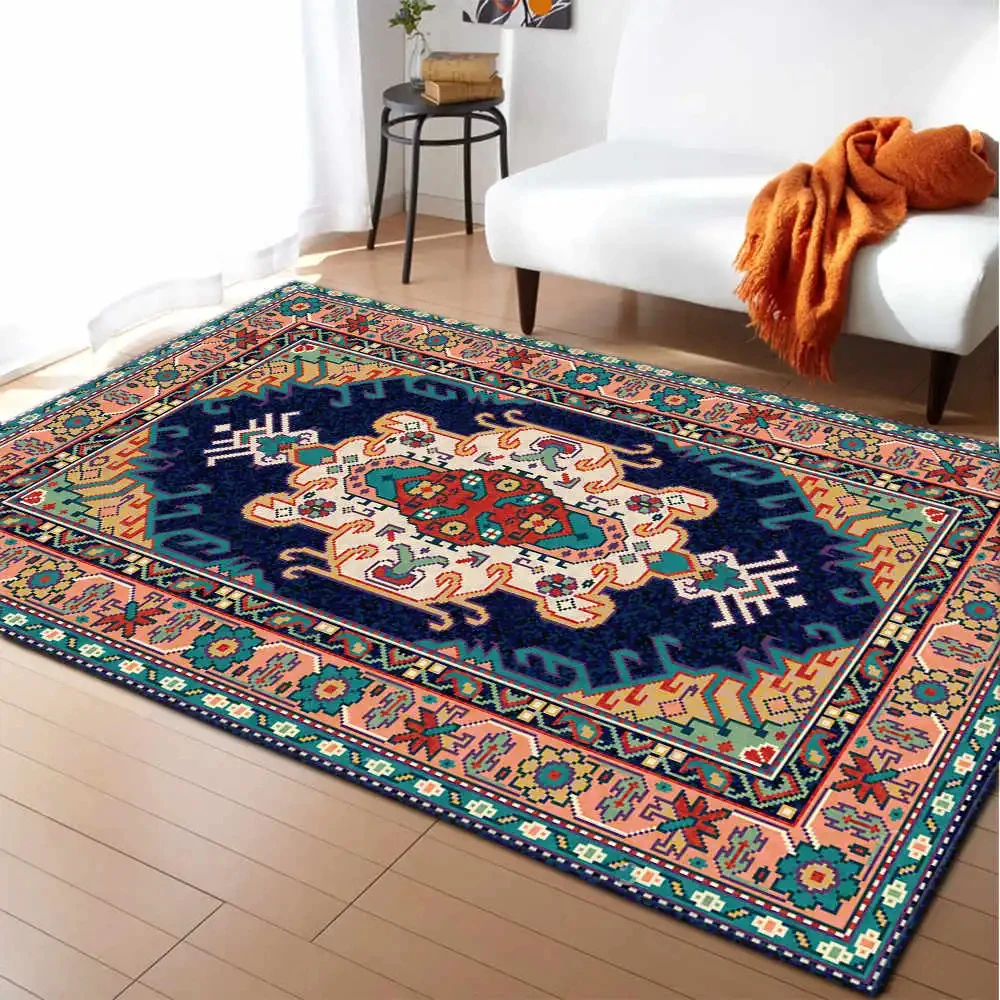 Vintage Bohemian Abstract Farm Carpet Non-Slip Mats Rectangle Area Rugs for Kids Living Room Bedroom Study Persian Style Soft