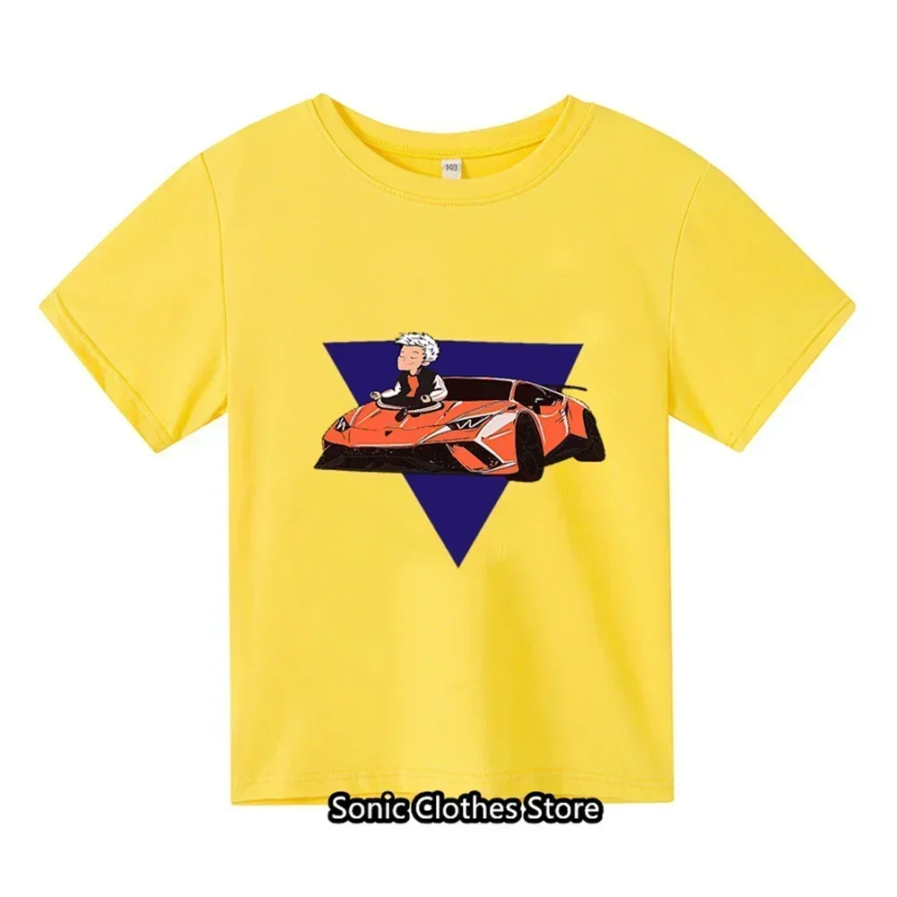 2024 Summer New T-shirt 3-14 Year Old Car Cartoon Print Children's Short Sleeve Boys and Girls Fashion Casual Short Sleeve