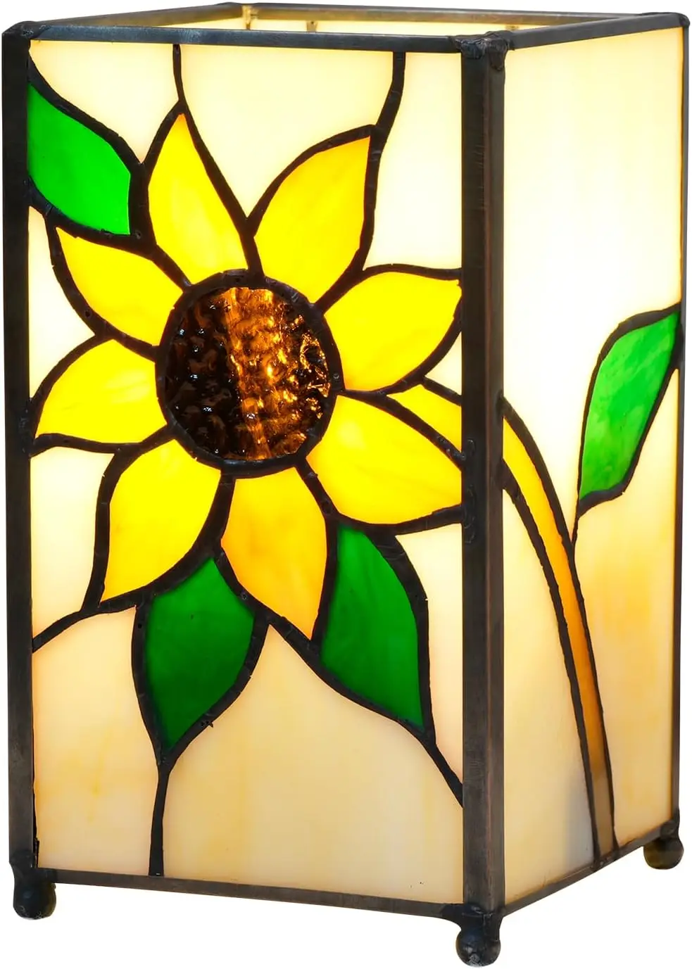 

Sunflower Bedside Table Lamp - Modern Small Lamp For Bedroom Living Room Nightstand, Stained Glass Lamp Shade, Warm Led Bulb, 3
