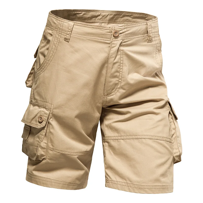 Summer Cotton Casual Shorts Men Multi Pockets Cargo Knee Length Pants Mens Comfortable Loose Outdoor Sports Shorts Plus Size