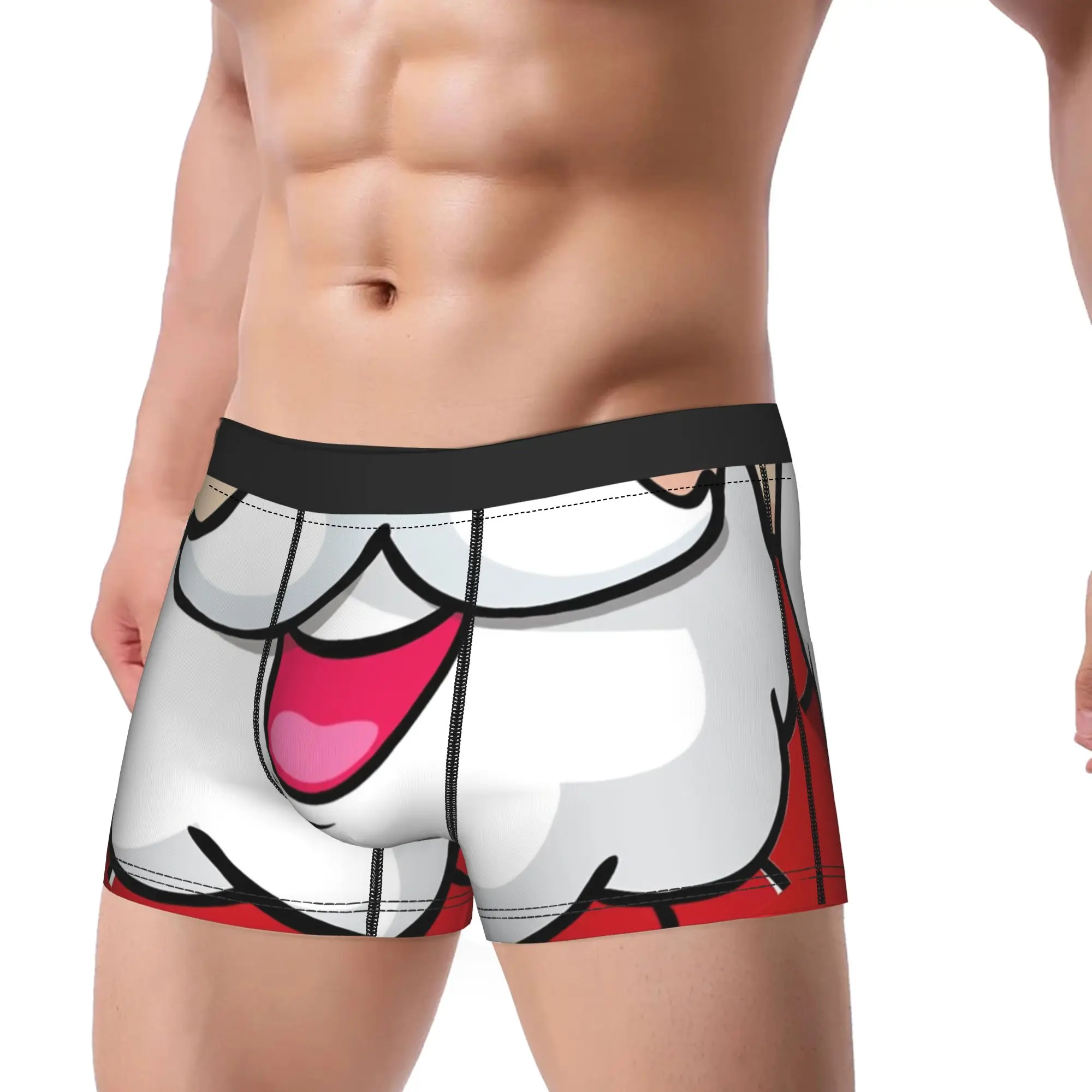 Men Santa Smile Christmas Long Underwear Snow Reindeer Winter Cute  Boxer Briefs Shorts Panties Male Polyester Underpants M-XXL