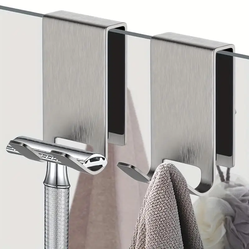N$ Heavy-Duty Stainless Steel Door Mount Shower Hook - Space-Saving Bathroom Organizer - Durable Home Storage Solutions