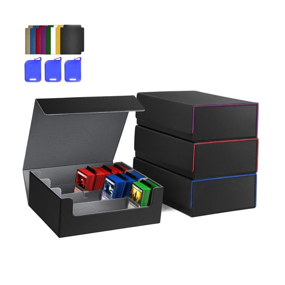 Large Capacity PU Deck Box Holds 1800 Trading Cards With Flat Dividers Flip Storage Case for MTG PTCG YuGiOh TCG Sports Cards