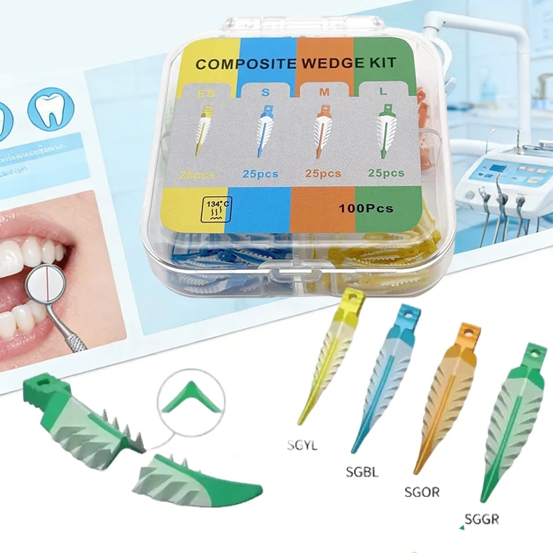 100Pcs Silicone Dental Wedges Autoclavable Composite Kit Matrix System Adaptive Interdental Supplies