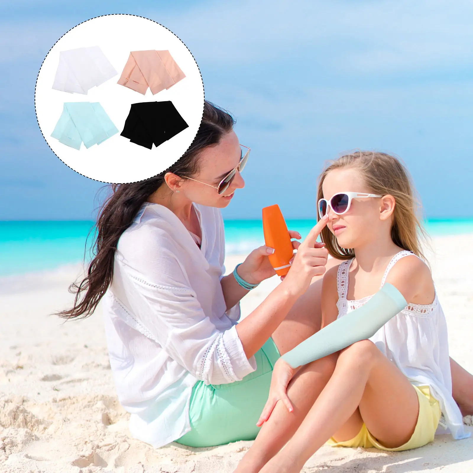 

4 пары охлаждающих рукавов для рук из ледяного шелка: защита от солнца, дышащие, легкие, эластичные, приятные для кожи, с УФ-защитой