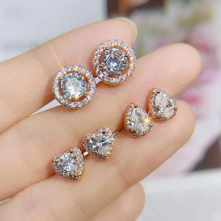 Shiny Ästhetischen Stud Ohrring Für Frauen Neue Jahr Geschenk Piercing Wunderschöne CZ Zirkon frauen Earing Modeschmuck Zubehör E082 – Detail 1