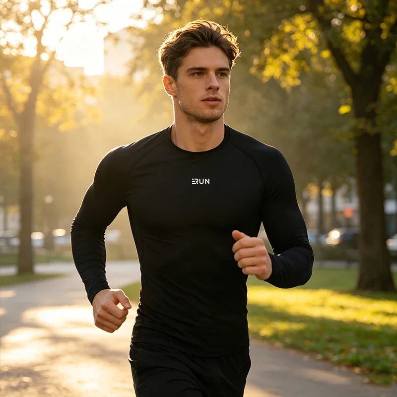 Men's T-shirt Men Running Sport T Shirt Men Compression Fitness Tops Tee Quick DryTight Training Gym Sport Running Shirts Jersey
