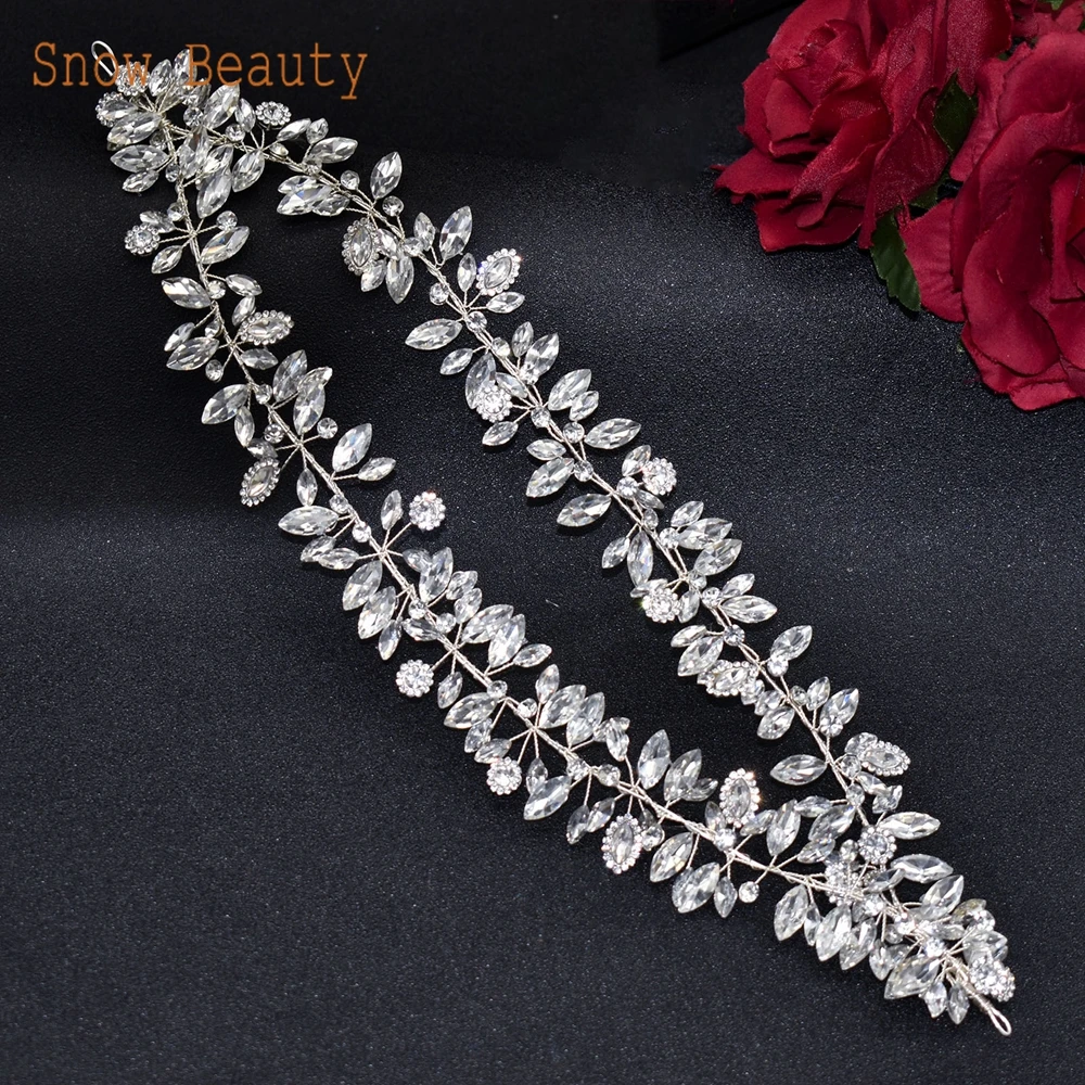 DZ010 Crystal Bridal Hairbands for Women Tiaras Rhinestone Wedding Hair Accessories Headwear Silver Diamonds Bride Hair Jewelry