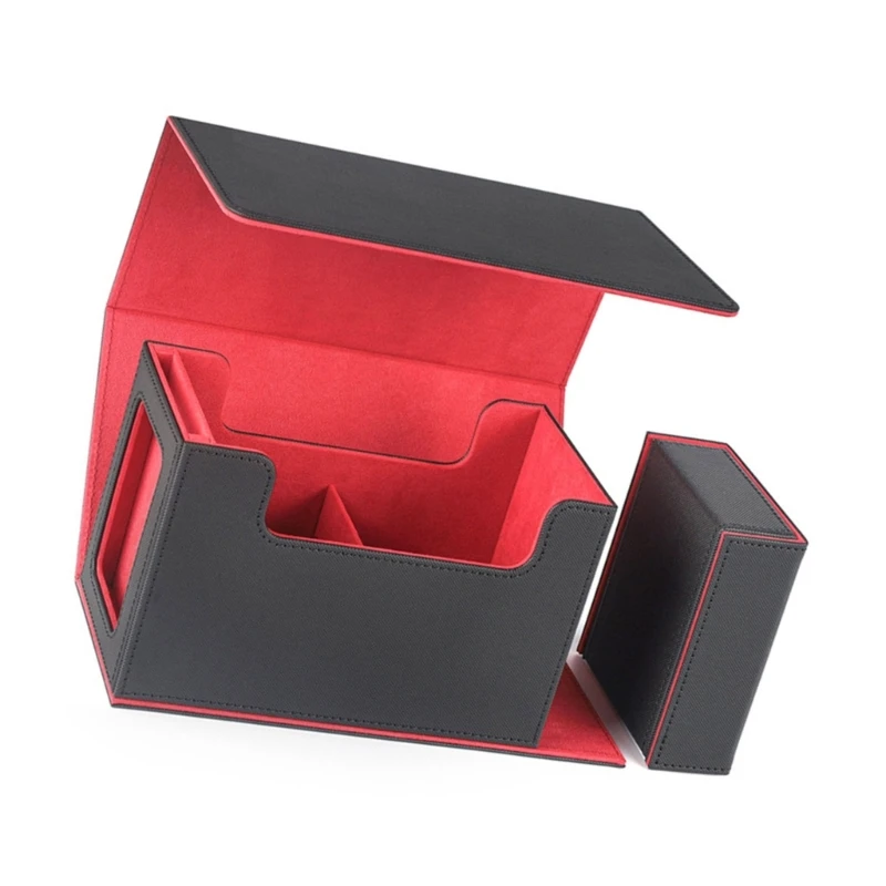 Card Deck Case Organizers PU Trading Card Deck Storage Box Gathering Card Container with Tray for Game Card Storage