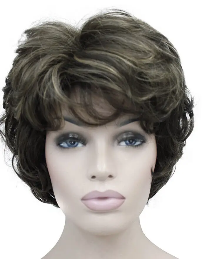 Lydell Womens Short Curly Wavy Wig Synthetic Hair Full Wig 6”