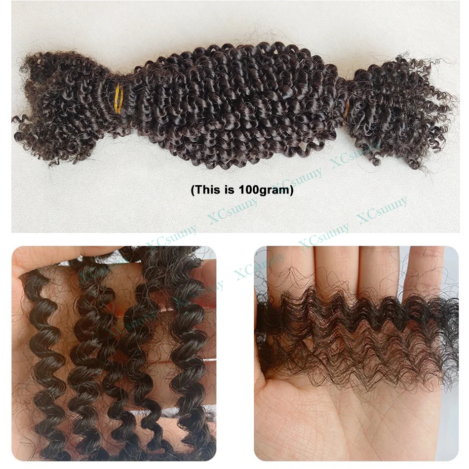 Bulk Human Hair For Twist Afro Kinky Curly Bulk Human Hair For Braiding / Locs / Micro Twist Braiding Hair Kinky