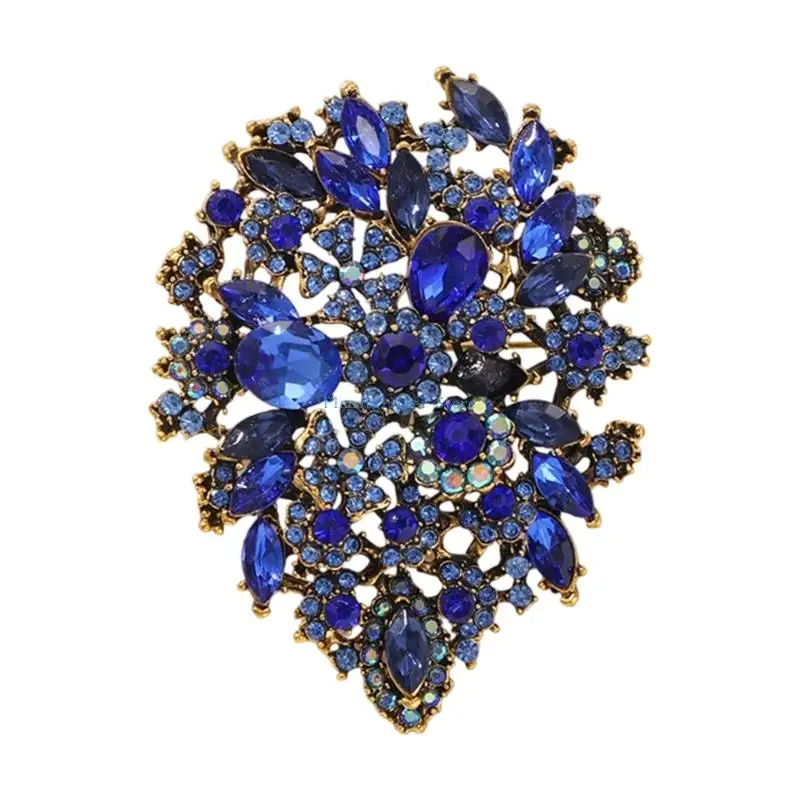 652B Elegant Flower Brooch Unique Lapel Pin Stylish Clothing Jewelry Sparkling Badge Suitable for Various Daily Party Wear